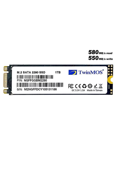 TwinMOS 1TB M.2 2280 Sata3 580Mb-550Mb/s (NGFFGGBM2280) SSD Disk