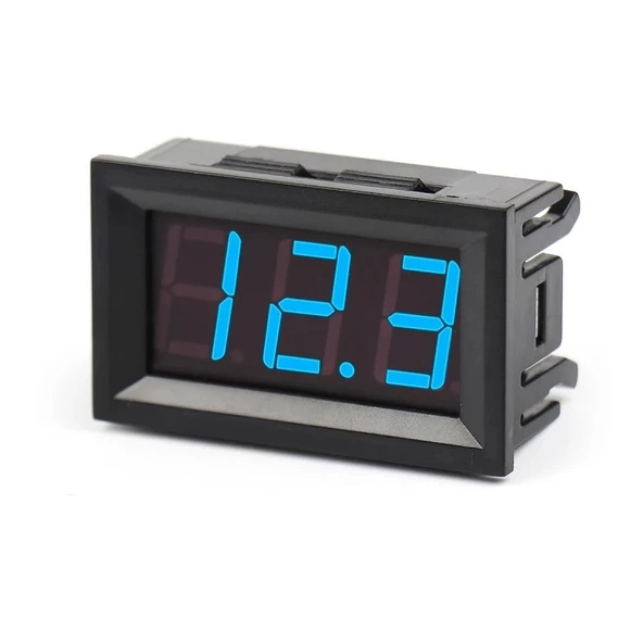 Dc 0-30V Digital Mavi Voltmetre 0.56 İnch 3 Telli Panel Tip - Resim 2