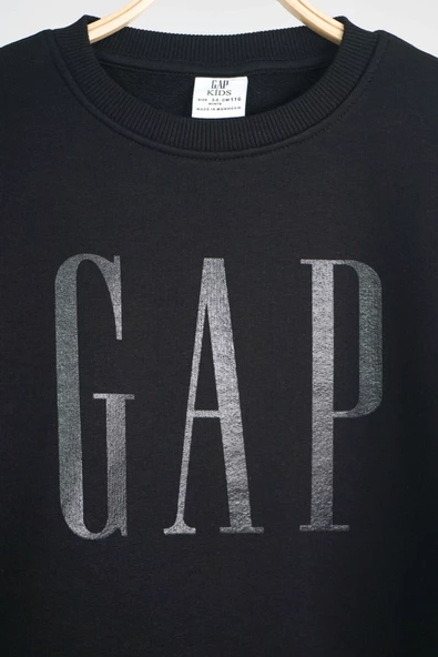 KIZ ERKEK BİSİKLET YAKA GAP BASKILI MANŞETLİ PAMUK SWEAT - 3