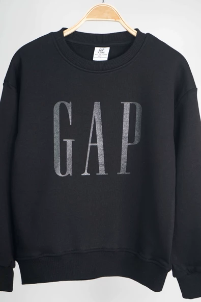KIZ ERKEK BİSİKLET YAKA GAP BASKILI MANŞETLİ PAMUK SWEAT - 2