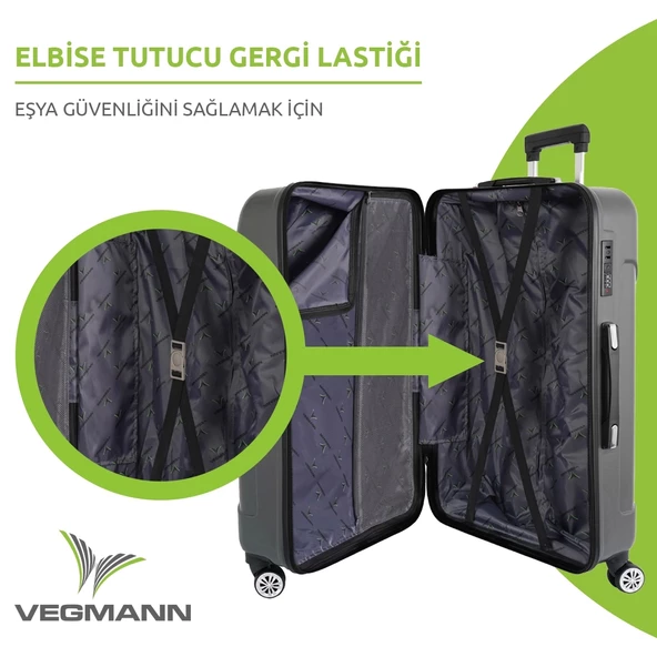 Vegmann Vela Gri 2'li Valiz Seti Orta Boy ,Kabin Boy - 4