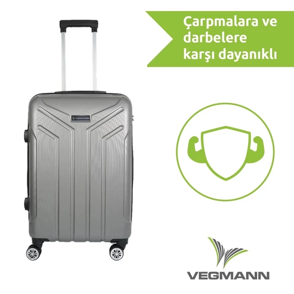 Vegmann Vela Gri 2'li Valiz Seti Orta Boy ,Kabin Boy - 6