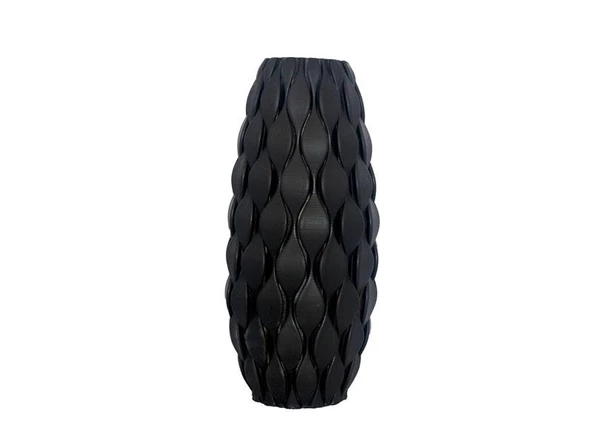 ELIPTICAL BUYUK SIYAH 3D VAZO 20X20X42 CM