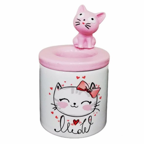 Kedi Kalemlik Sevimli Kedi Biblo Seramik Kalemlik