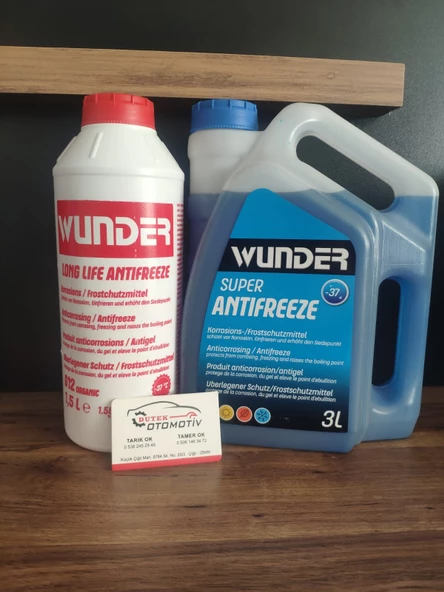 Wunder organik antifriz mavi 3 lt ve kırmızı 1,5 lt -  2 adet