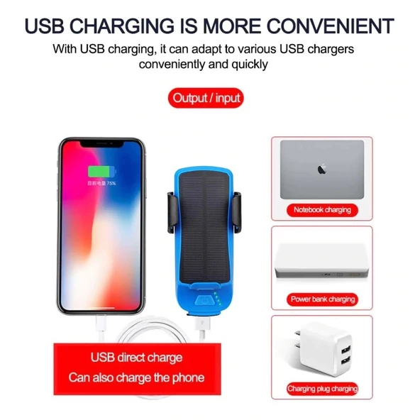 4000mAh Powerbank Solar Telefon Tutucu Kornalı Bisiklet Feneri - 10