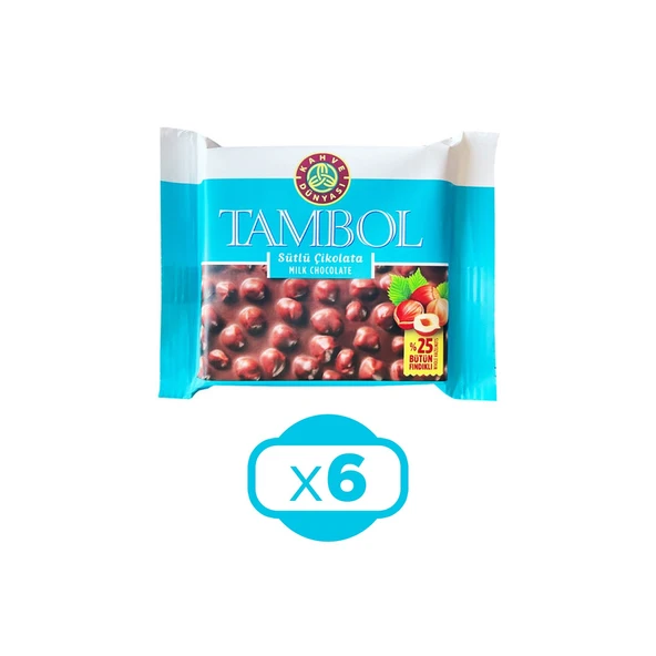 Kahve Dünyası Tambol Tam Fındıklı Sütlü Çikolata 77 gr x 6 Adet - 2