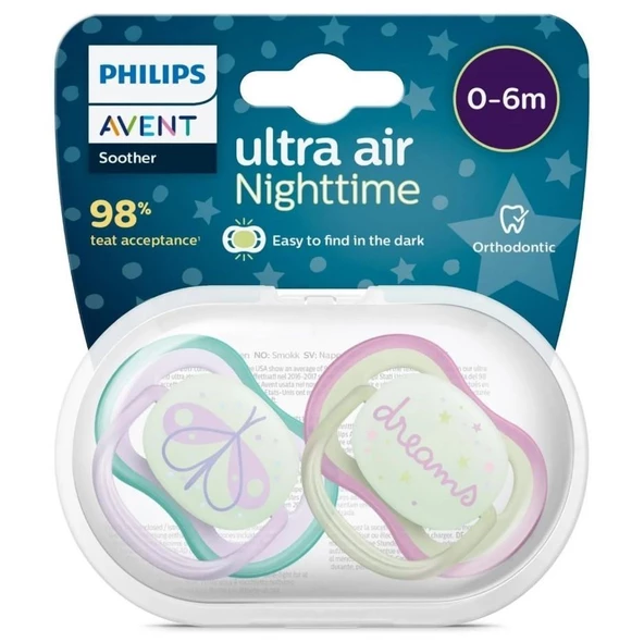 Nessiworld Philips Avent Ultra Air Gece Emzik 0-6 Ay Kız