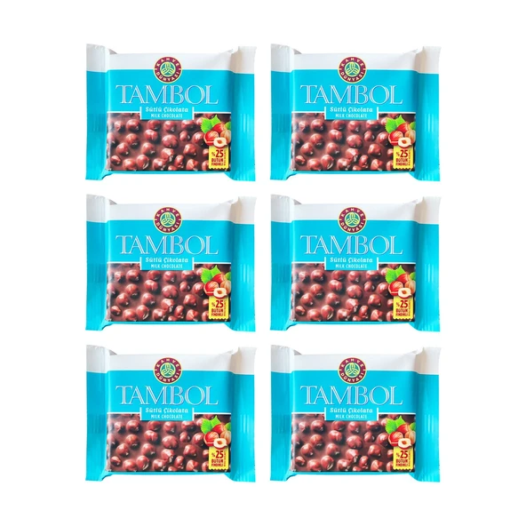 Kahve Dünyası Tambol Tam Fındıklı Sütlü Çikolata 77 gr x 6 Adet