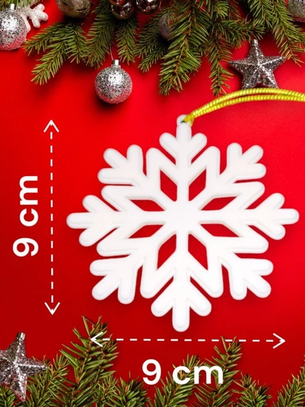 Yılbaşı Çam Ağacı Süsleri Kar Tanesi  4 Adet 9 x 9 cm - 2