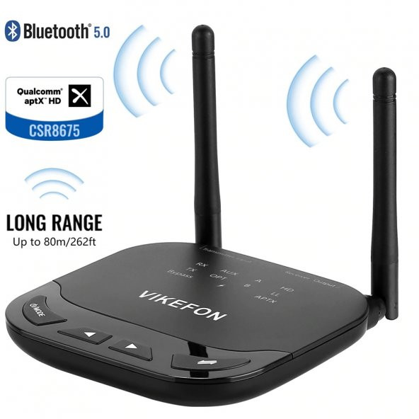 Vikefon Bluetooth 5 Alıcı Verici Qualcomm APTX HiFi Ses Adaptörü