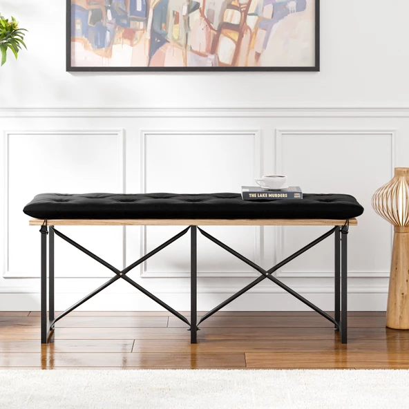 Eportatif Mutfak Bahçe Minderli Bank Sandalye Düz Bank Sandalye Bench Çam 1544 - 2