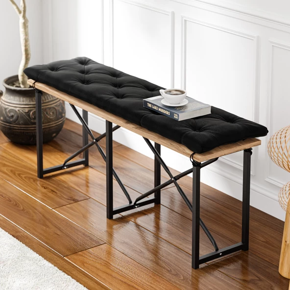 Eportatif Mutfak Bahçe Minderli Bank Sandalye Düz Bank Sandalye Bench Çam 1544 - 3