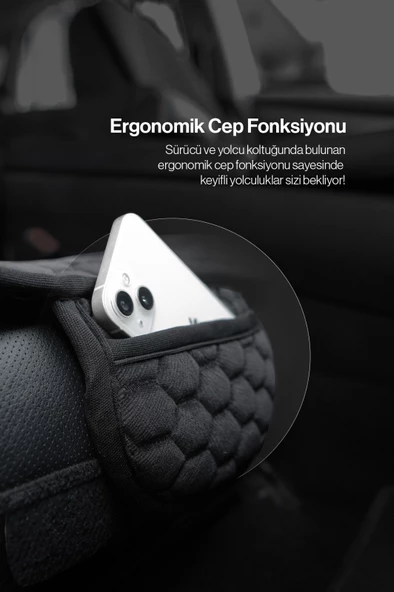 Tay Tüyü Oto Minderi Cepli Ön Arka Set Tüm Araçlara Uyumlu - 7