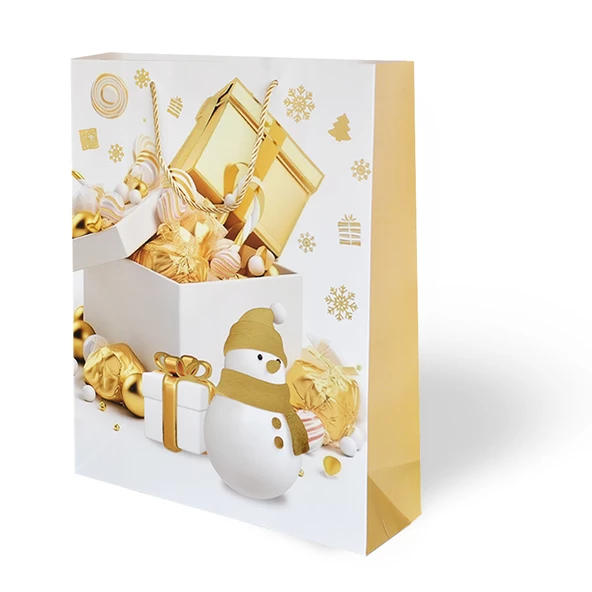Yılbaşı Temalı Lüks Karton Çanta Gold Varak Baskılı 31x40 1 adet - 4