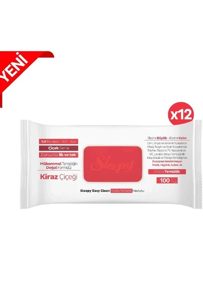 Sleepy Easy Clean yüzey temizlik havlusu 100lü - Kiraz Çiçeği - 2