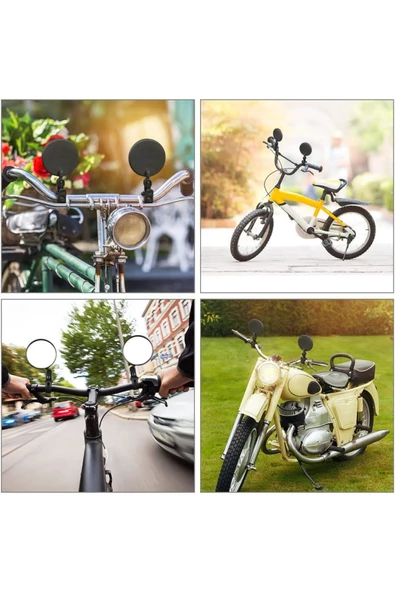 2 ADET Geniş Açı Bisiklet -Scooter Gidon Aynası - Dikiz Aynası Bisiklet Aksesuarı Bisiklet Ayna - 4