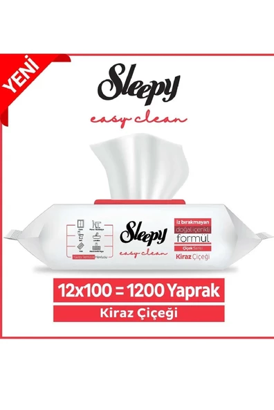 Sleepy Easy Clean yüzey temizlik havlusu 100lü - Kiraz Çiçeği - 3