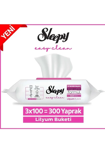 Sleepy Easy Clean yüzey temizlik havlusu 100lü Lilyum Buketi