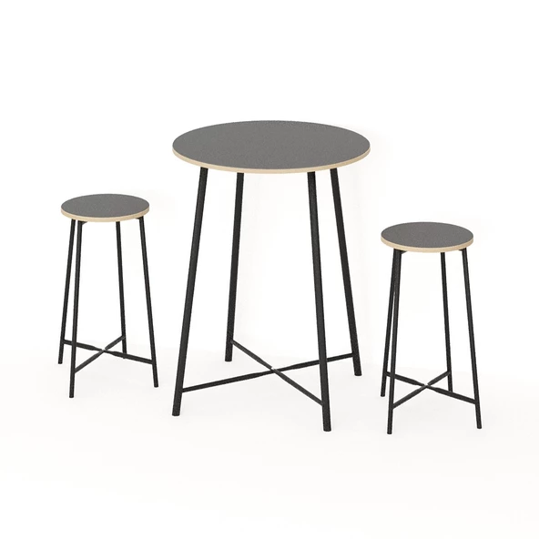 Eportatif Oval 2 Kişilik Yemek Masası Bar Masası Mutfak Füme 1528 - 4