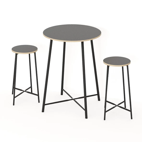 Eportatif Oval 2 Kişilik Yemek Masası Bar Masası Mutfak Füme 1528 - 5