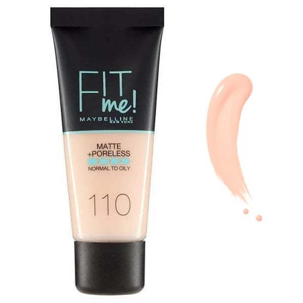 Maybelline New York Fit Me Matte+Poreless Fondöten 110 Porcelain - Mat Fondöten