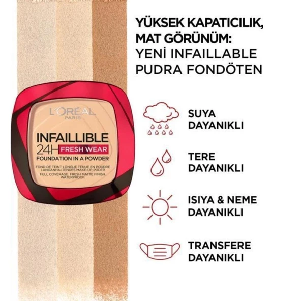 Loreal Paris Infaillible 24h Fresh Wear Pudra Fondöten 40 Cashmere - 3