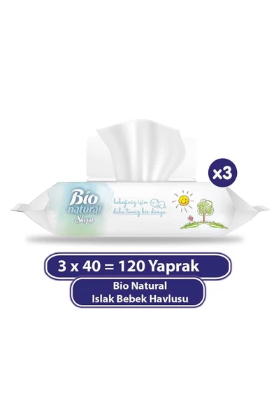 Sleepy Bio Natural 40 Yaprak 3'lü Paket Islak Mendil