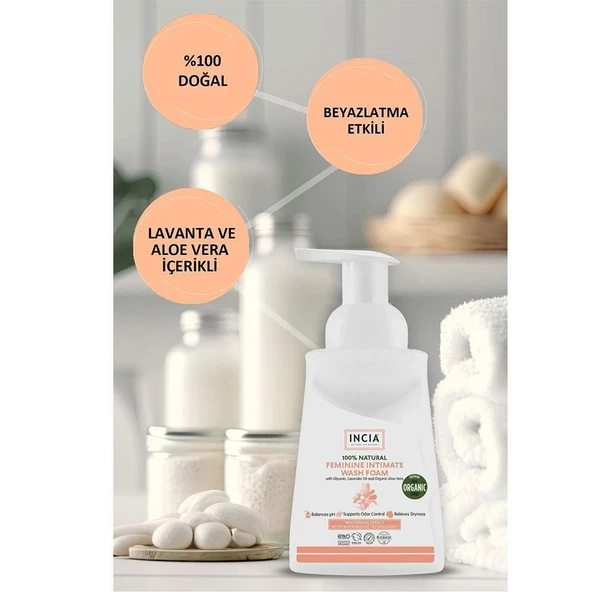 Incia Doğal İntim Yıkama Köpüğü Ph 3.8 Beyazlatma Etkili ve Koku Önleyici Vegan 200 ml - 6