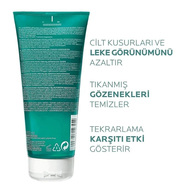 La Roche Posay Effaclar Mikro-Peeling Arındırıcı Vücut Temizleme Jeli 200ml - 2