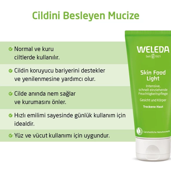 Weleda Skin Food Light Normal ve Kuru Ciltler İçin Nemlendirici ve Besleyici Organik Bakım Kremi 75ml - 2