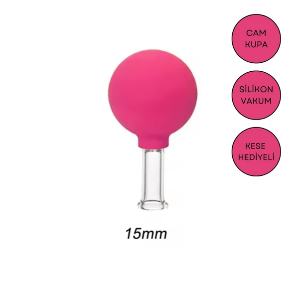 Silikon Vakumlu Göz ve Burun Çevresi Cam Masaj Kupası No:1 Gül Pembe Renk ürün görseli