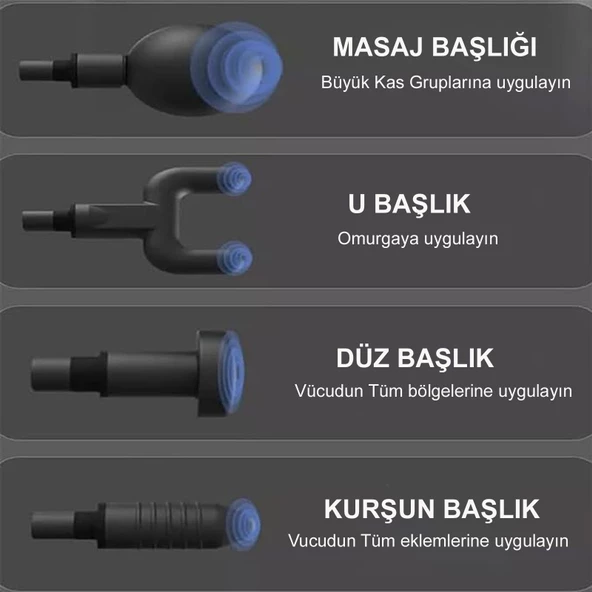 Defne Star Darbeli Titreşimli Şarjlı Sporcu Masaj Tabancası Masaj Aleti Kas Rahatlatıcı Egzersiz Aleti NG-SM003 - 4