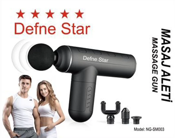 Defne Star Darbeli Titreşimli Şarjlı Sporcu Masaj Tabancası Masaj Aleti Kas Rahatlatıcı Egzersiz Aleti NG-SM003 - 3