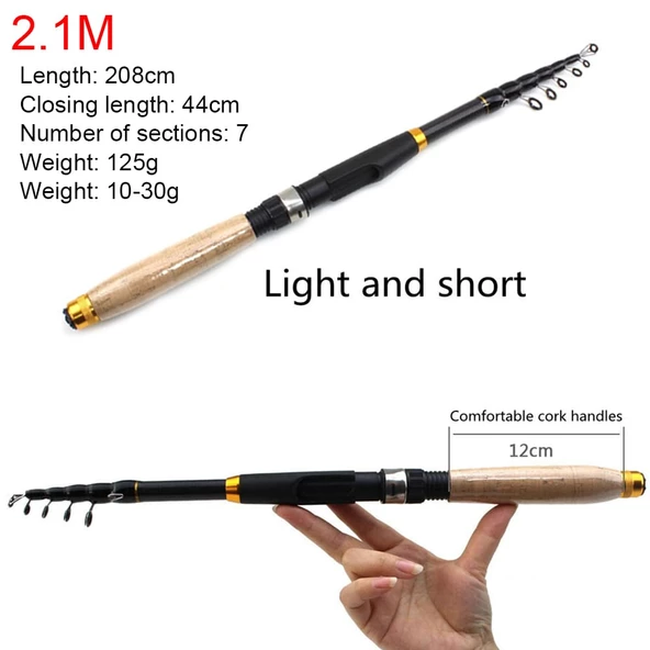 1Adet Teleskobik Spin Olta Kamışı 2.10 cm 10-30 Gr. Atarlı Lrf Kamışı Olta Kamışı - 7