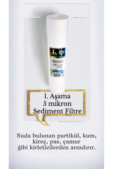 Conax Su Arıtma Cihazı Açık Kasa Filtre Takımı 5 Li Set, Nfs Onaylı , Benc Membranlı - 2