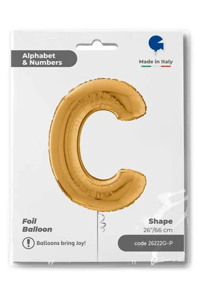 C Harf Grabo Altın Folyo Balon 66 cm - 4
