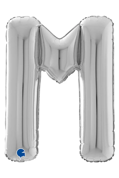 M Harf Grabo Gümüş Folyo Balon 66 cm - Resim 3