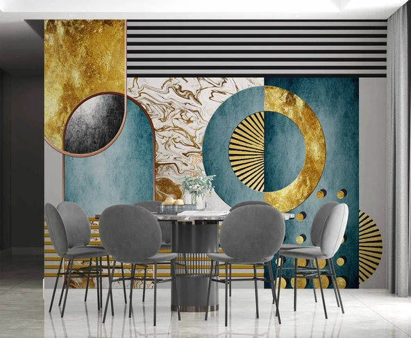 3 Boyutlu Geometrik Duvar Desenli Duvar Kağıdı - 5