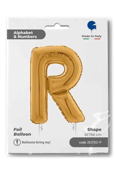 R Harf Grabo Altın Folyo Balon 66 cm - Resim 4