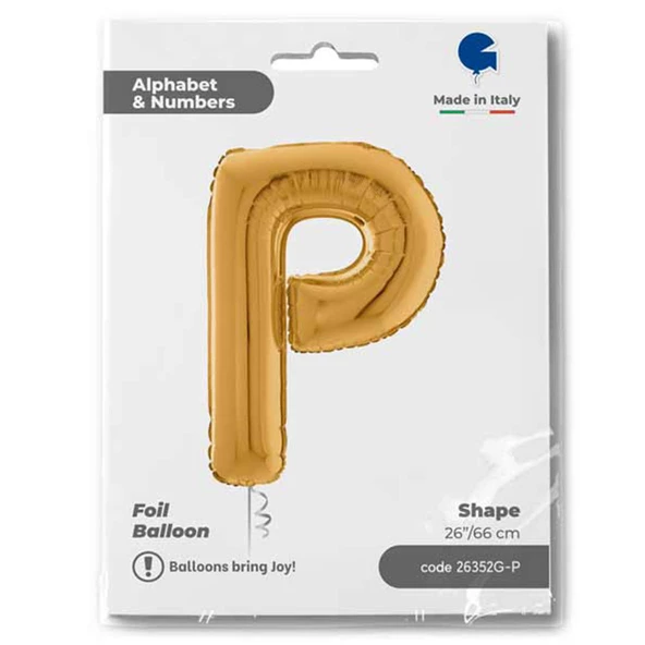 P Harf Grabo Altın Folyo Balon 66 cm - Resim 2