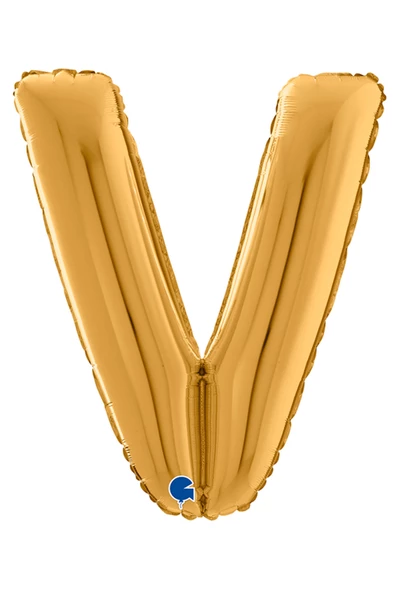 V Harf Grabo Altın Folyo Balon 66 cm - Resim 3
