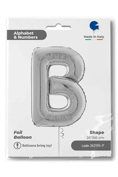 B Harf Grabo Gümüş Folyo Balon 66 cm - Resim 4