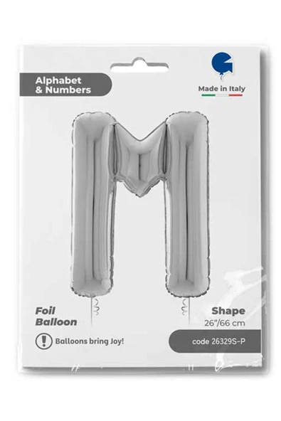 M Harf Grabo Gümüş Folyo Balon 66 cm - Resim 4