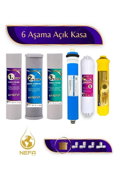 Nefa Açık Kasa Su Arıtma ve İhlas Aura Cebilion -Compact Model- Uyumlu Extra Mineral 6'Lı Filtre Seti