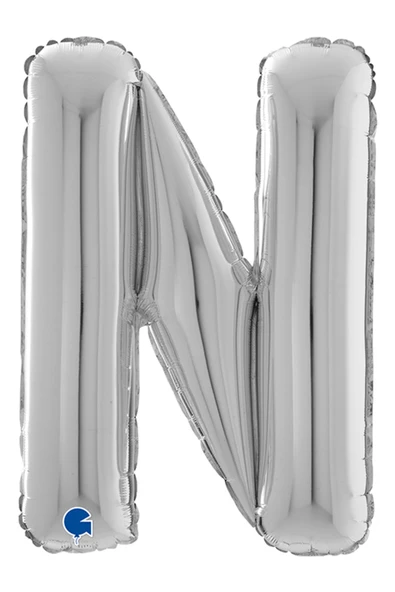 N Harf Grabo Gümüş Folyo Balon 66 cm - 3