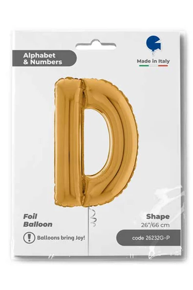 D Harf Grabo Altın Folyo Balon 66 cm - 4