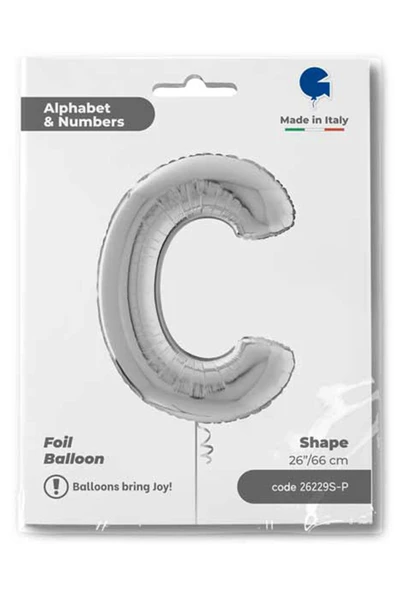 C Harf Grabo Gümüş Folyo Balon 66 cm - 4