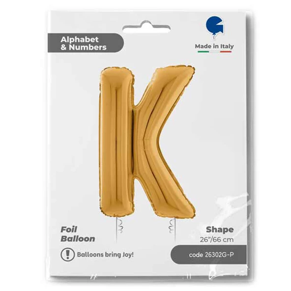 K Harf Grabo Altın Folyo Balon 66 cm - Resim 2