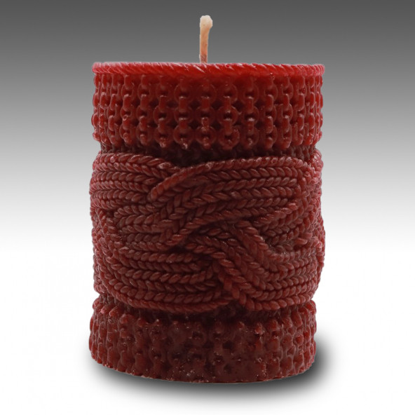 Luxery Candle Dekoratif Örgü Love&Life Kokulu Kırmızı Renkli Silindir Blok Mum